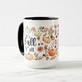 Wasserfarbenkürbis und Herbstlaube Tasse (Vorderseite Links)