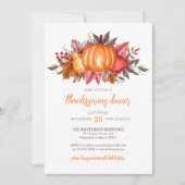 Wasserfarbenkürbis und Herbstlemme Erntedank Einladung (Vorderseite)