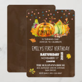 Wasserfarbenkürbis und saisonale Herbstlaube Einladung (Vorne/Hinten)