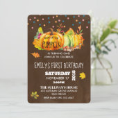 Wasserfarbenkürbis und saisonale Herbstlaube Einladung (Stehend Vorderseite)