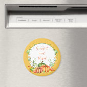 Wasserfarbenkürbis und Weinreben nach Brauch Magnet (In Situ (Geschirrspüler))