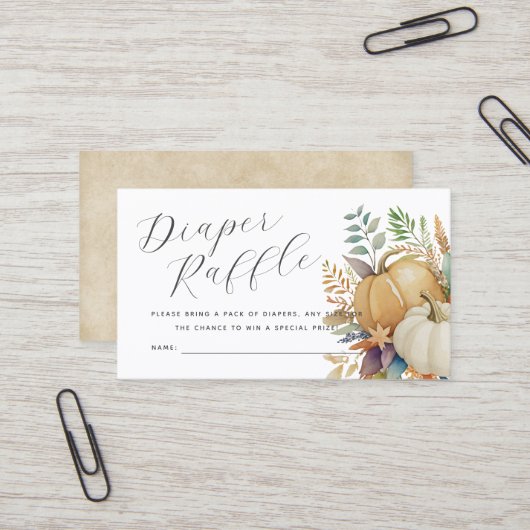 Wasserfarbenkürbis: Windelkarte Visitenkarte (Vorderseite/Rückseite Beispiel)