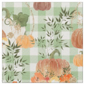 Wasserfarbenkürbis zu Green Gingham Stoff (Nahaufnahme)