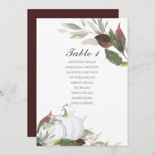 Wasserfarbenkürbis zum Hochzeitstisch Einladung (Vorne/Hinten)