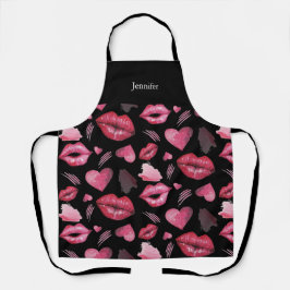 Wasserfarbenküsse und Mit Monogramm Herzen Schürze