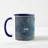 Wasserfarbenladenriff mit Regenschirm, Tasse Rotes (Links)