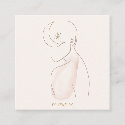 Wasserfarbenlady Handmade Schmuck Ohrringe Anzeige Quadratische Visitenkarte (Vorderseite)