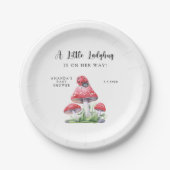 Wasserfarbenladybug ist auf dem Weg! Babydusche! Pappteller (Vorderseite)