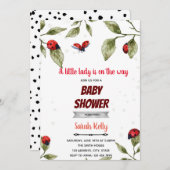 Wasserfarbenladybun-Thema Einladung (Vorne/Hinten)