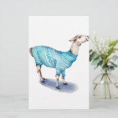 Wasserfarbenlama in blauem Pullover Briefpapier (Stehend Vorderseite)