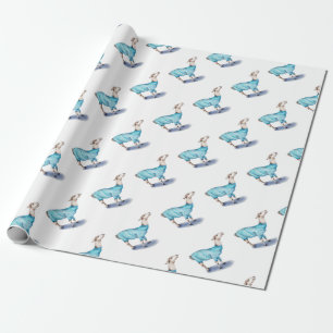 Wasserfarbenlama in blauem Pullover Geschenkpapier