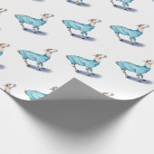 Wasserfarbenlama in blauem Pullover Geschenkpapier (Ecke)