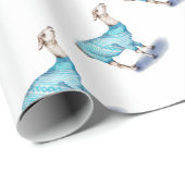 Wasserfarbenlama in blauem Pullover Geschenkpapier (Rolleneckpunkt)