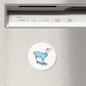 Wasserfarbenlama in blauem Pullover Magnet (In Situ (Geschirrspüler))