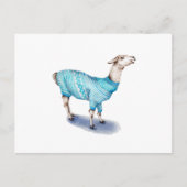 Wasserfarbenlama in blauem Pullover Postkarte (Vorderseite)