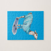 Wasserfarbenlama in blauem Pullover Puzzle (Horizontal)