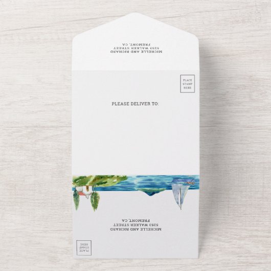 Wasserfarbenlampe Coastal Theme Hochzeit All In One Einladung (Außenbereich)