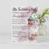 Wasserfarbenlampe nach der Hochzeitsfeier Einladung (Stehend Vorderseite)