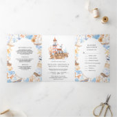 Wasserfarbenlampe Nautical Theme Wedding Dreifach Gefaltete Einladung (Innenseite)