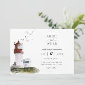 Wasserfarbenlampe Nautical Theme Wedding Einladung (Stehend Vorderseite)