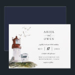 Wasserfarbenlampe Nautical Theme Wedding Einladung<br><div class="desc">Wasserfarbenleuchter,  Wassersport Thema Hochzeit Einladung. Koordination der dunkelmarineblau blauen Farbunterlage. Die Einladung bietet schicke Typografie Design Stil Mix aus Kalligraphie und fett-Typ.</div>