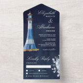 Wasserfarbenlampe Navy Blue Nautical Wedding All In One Einladung (Innen Boden)