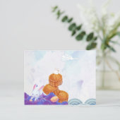 Wasserfarbenlampen, Sonnenschirme und Mondkuchen Postkarte (Stehend Vorderseite)