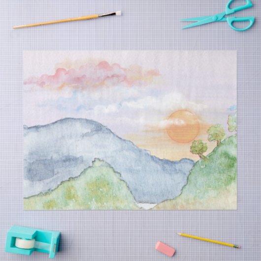 Wasserfarbenlandschaft 17X23 Dekoupage Tissue Seidenpapier (Basteln)