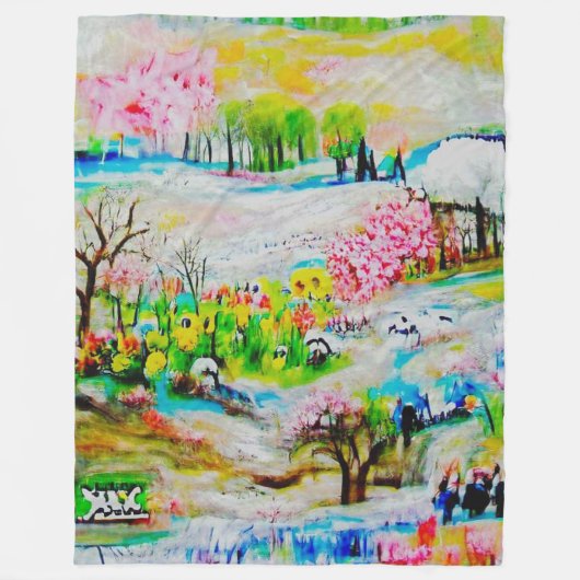 Wasserfarbenlandschaft 2 fleecedecke (Vorderseite)