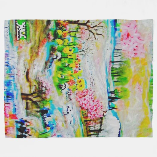 Wasserfarbenlandschaft 2 fleecedecke (Vorderseite (Horizontal))