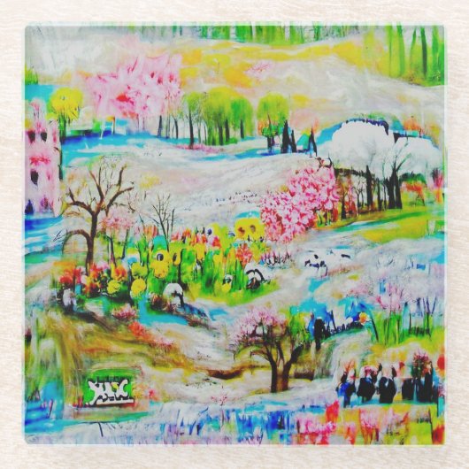 Wasserfarbenlandschaft 2 glasuntersetzer (Vorderseite)