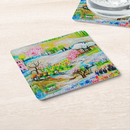 Wasserfarbenlandschaft 2 rechteckiger pappuntersetzer (angewinkelt)