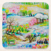 Wasserfarbenlandschaft 2 rechteckiger pappuntersetzer (Vorderseite)