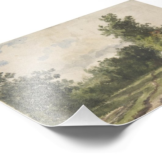 Wasserfarbenlandschaft des Weges - Konstanter Troy Fotodruck (Ecke)