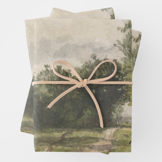 Wasserfarbenlandschaft des Weges - Konstanter Troy Geschenkpapier Set (Beispiel)
