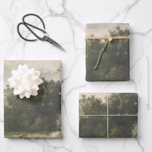 Wasserfarbenlandschaft des Weges - Konstanter Troy Geschenkpapier Set (Vorderseite)