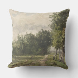 Wasserfarbenlandschaft des Weges - Konstanter Troy Kissen