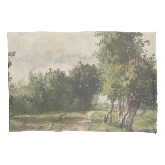 Wasserfarbenlandschaft des Weges - Konstanter Troy Kissenbezug (Vorderseite)