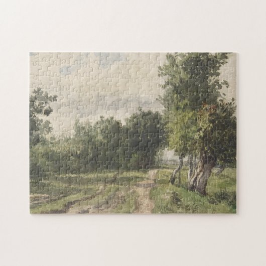 Wasserfarbenlandschaft des Weges - Konstanter Troy Puzzle (Horizontal)