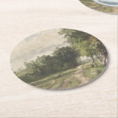 Wasserfarbenlandschaft des Weges - Konstanter Troy Runder Pappuntersetzer (Angewinkelt)