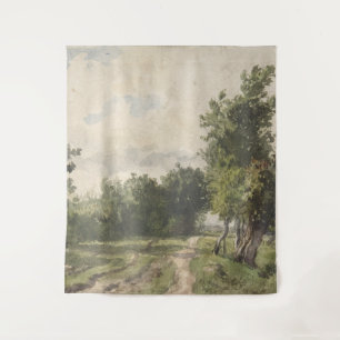 Wasserfarbenlandschaft des Weges - Konstanter Troy Wandteppich