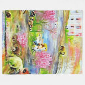 Wasserfarbenlandschaft Fleecedecke (Vorderseite (Horizontal))