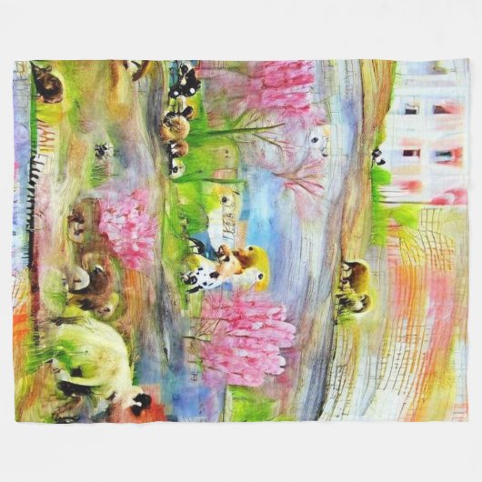 Wasserfarbenlandschaft Fleecedecke (Vorderseite (Horizontal))