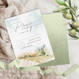 Wasserfarbenlandschaft Hochzeitsnacht Grün ID786 RSVP Karte