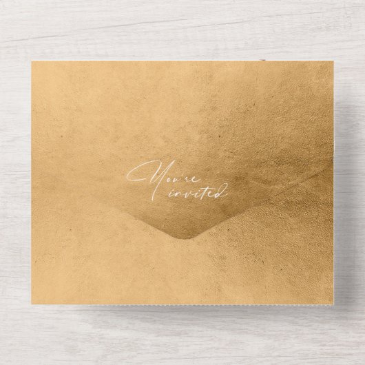 Wasserfarbenlandschaft Hochzeitsreise Herbst Gold- All In One Einladung (Rückseite)