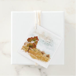 Wasserfarbenlandschaft Hochzeitsreise Herbst Gold- Geschenkanhänger