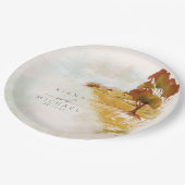 Wasserfarbenlandschaft Hochzeitsreise Herbst Gold- Pappteller (Schrägansicht)
