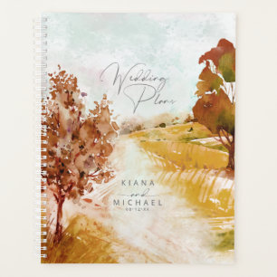 Wasserfarbenlandschaft Hochzeitsreise Herbst Gold- Planer