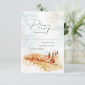 Wasserfarbenlandschaft Hochzeitsreise Herbst Gold- RSVP Karte (Stehend Vorderseite)