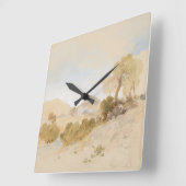 Wasserfarbenlandschaft in der Nähe von San Francis Quadratische Wanduhr (Winkel)